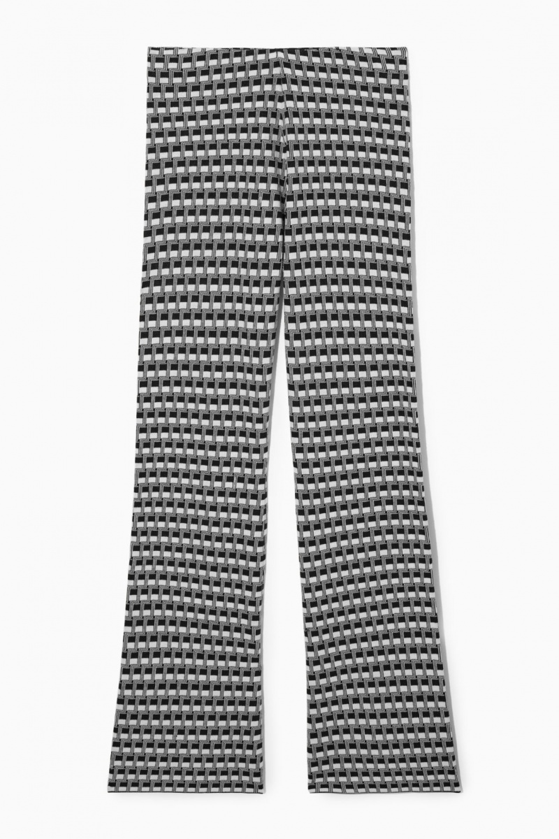 Dámské Kalhoty COS Flared Checked Jacquard-Knit Černé | MLYO-23150
