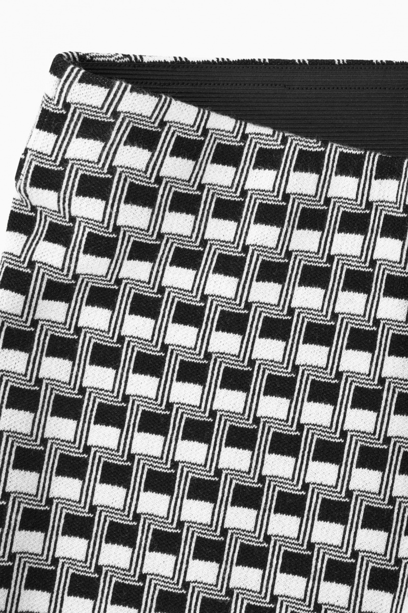 Dámské Kalhoty COS Flared Checked Jacquard-Knit Černé | MLYO-23150