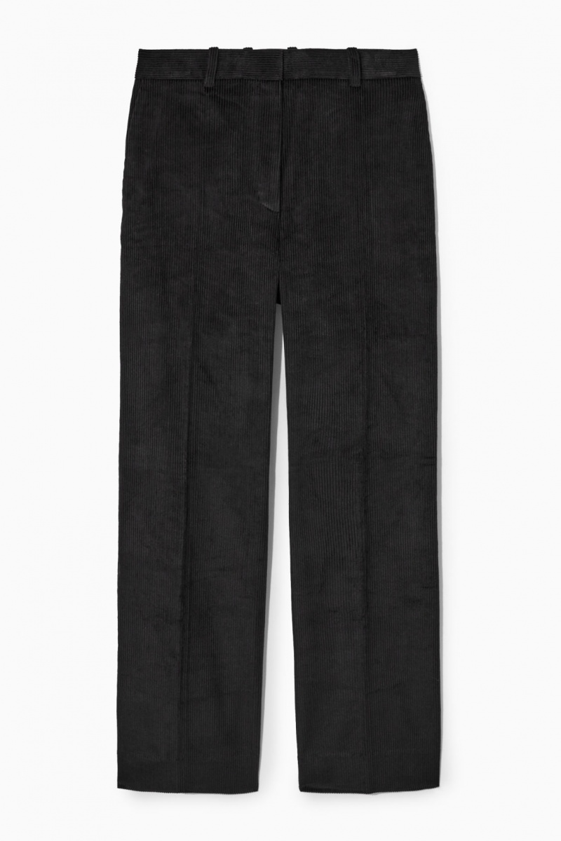 Dámské Kalhoty COS Flared Corduroy Černé | ZTXF-52710
