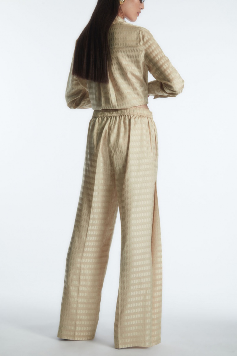 Dámské Kalhoty COS Geometric-Jacquard Satin Světle Béžový | VRDQ-51964