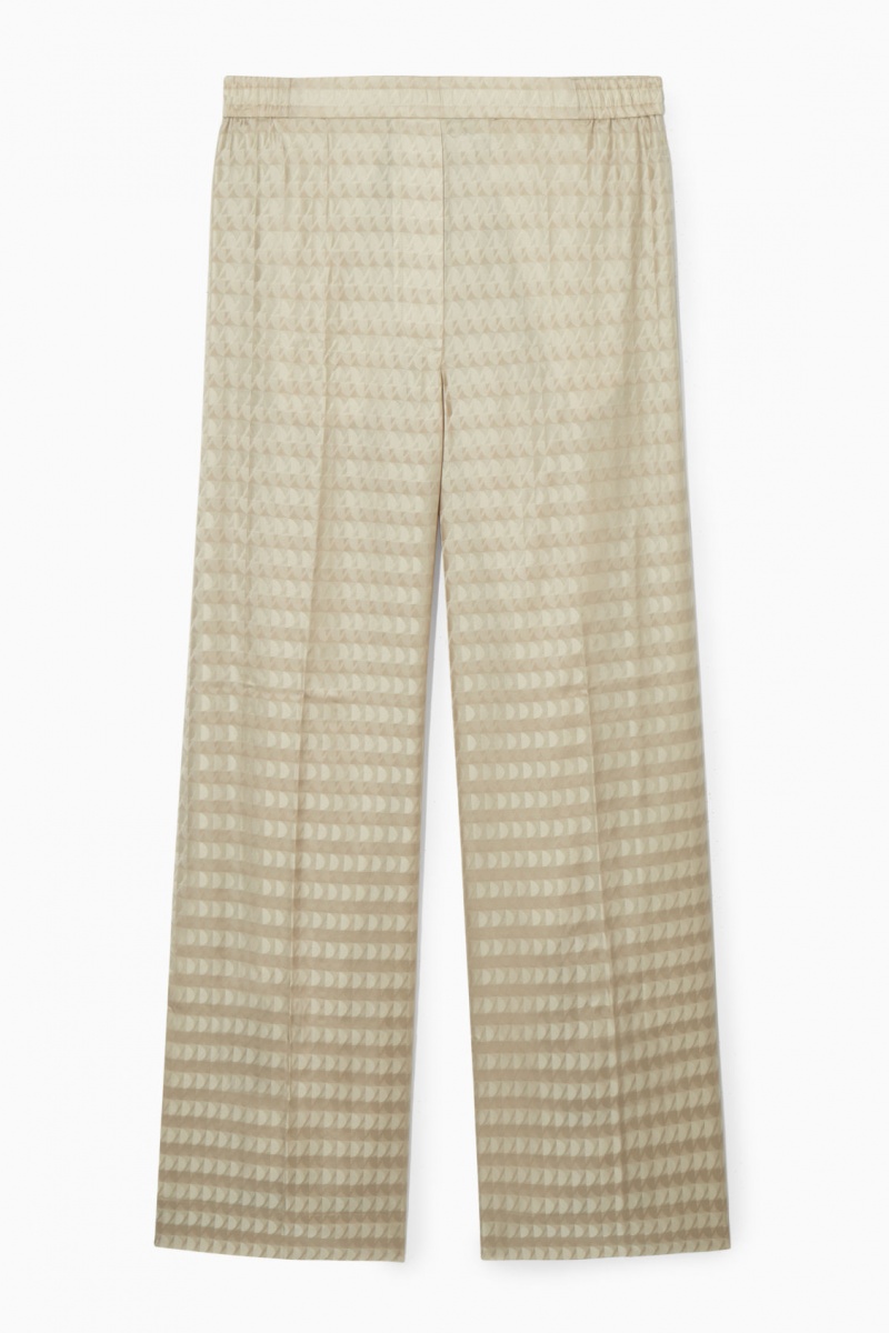Dámské Kalhoty COS Geometric-Jacquard Satin Světle Béžový | VRDQ-51964