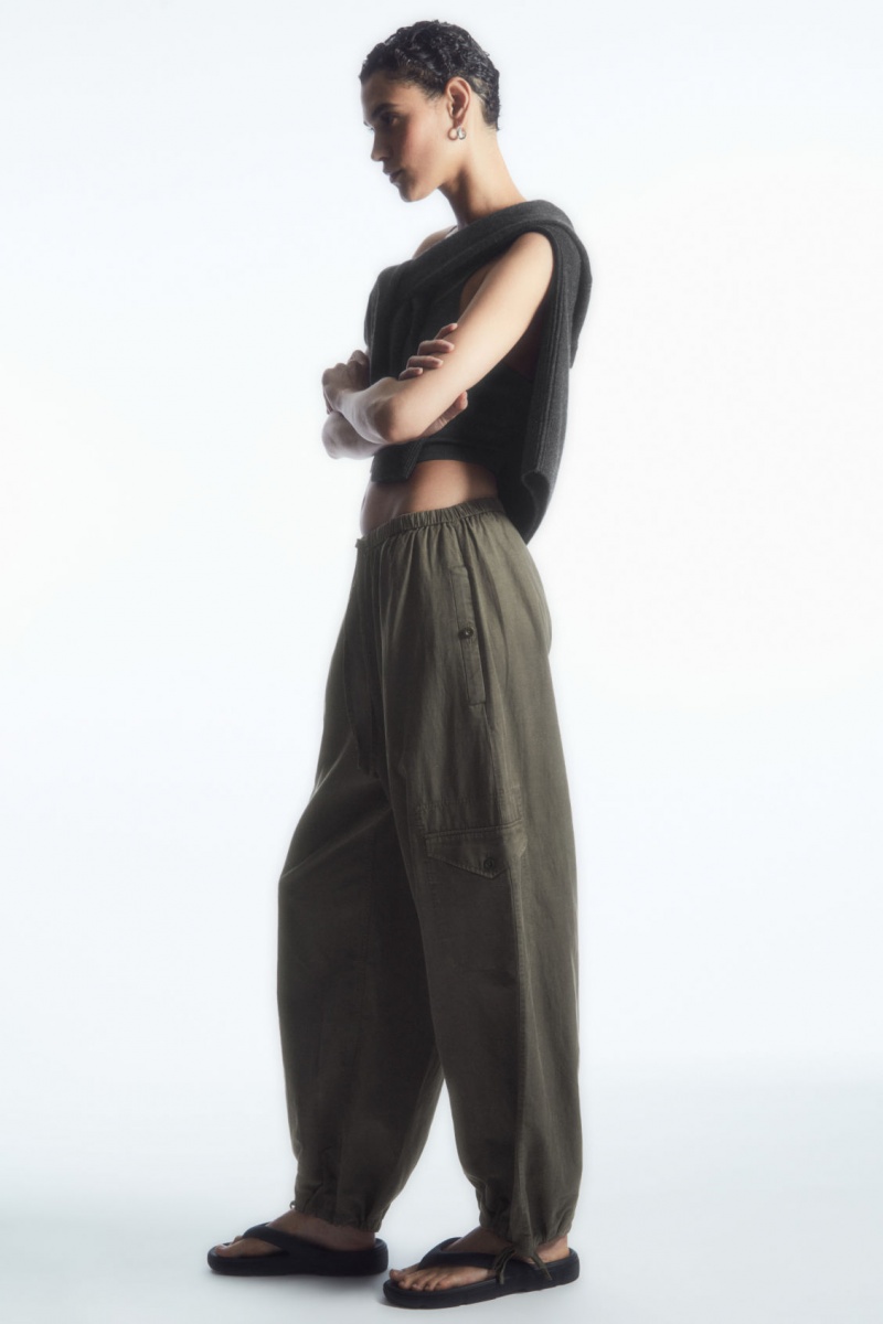 Dámské Kalhoty COS Lehké Drawstring Cargo Světle Hnědé | QOIN-78940