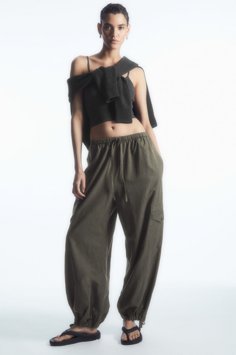 Dámské Kalhoty COS Lehké Drawstring Cargo Světle Hnědé | QOIN-78940