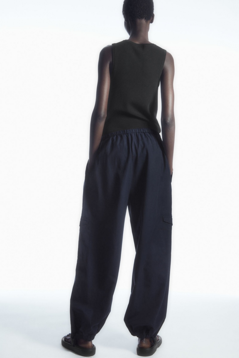 Dámské Kalhoty COS Lehké Drawstring Cargo Tmavě Blankyt | RKSF-92658