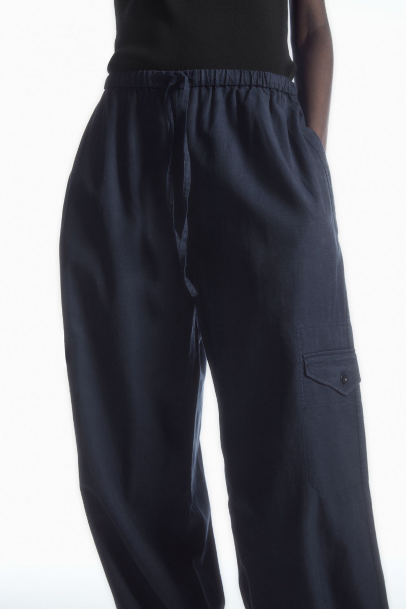Dámské Kalhoty COS Lehké Drawstring Cargo Tmavě Blankyt | RKSF-92658