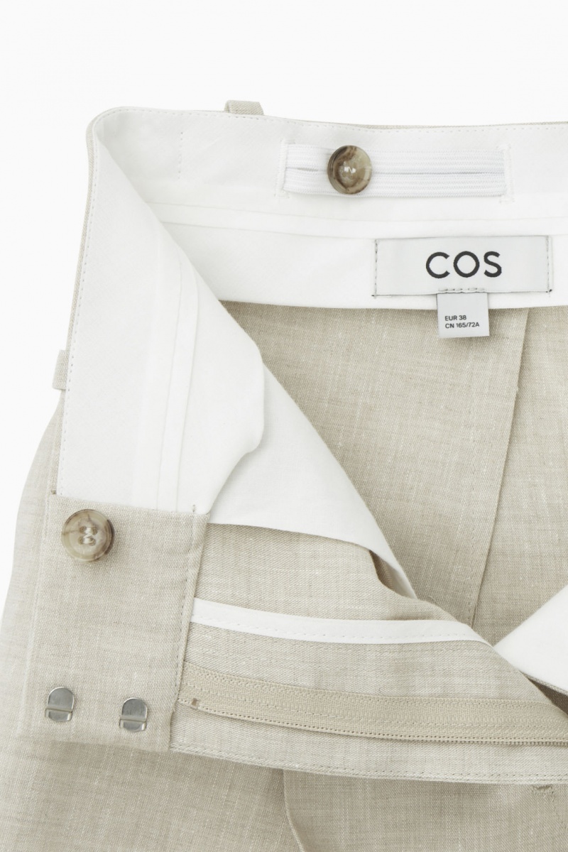 Dámské Kalhoty COS Linen-Blend Široké-Leg Tailored Béžový | ZOKR-98137