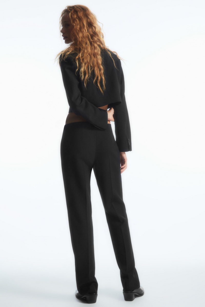Dámské Kalhoty COS Low-Rise Bootcut Vlna-Crepe Černé | HNKB-28950