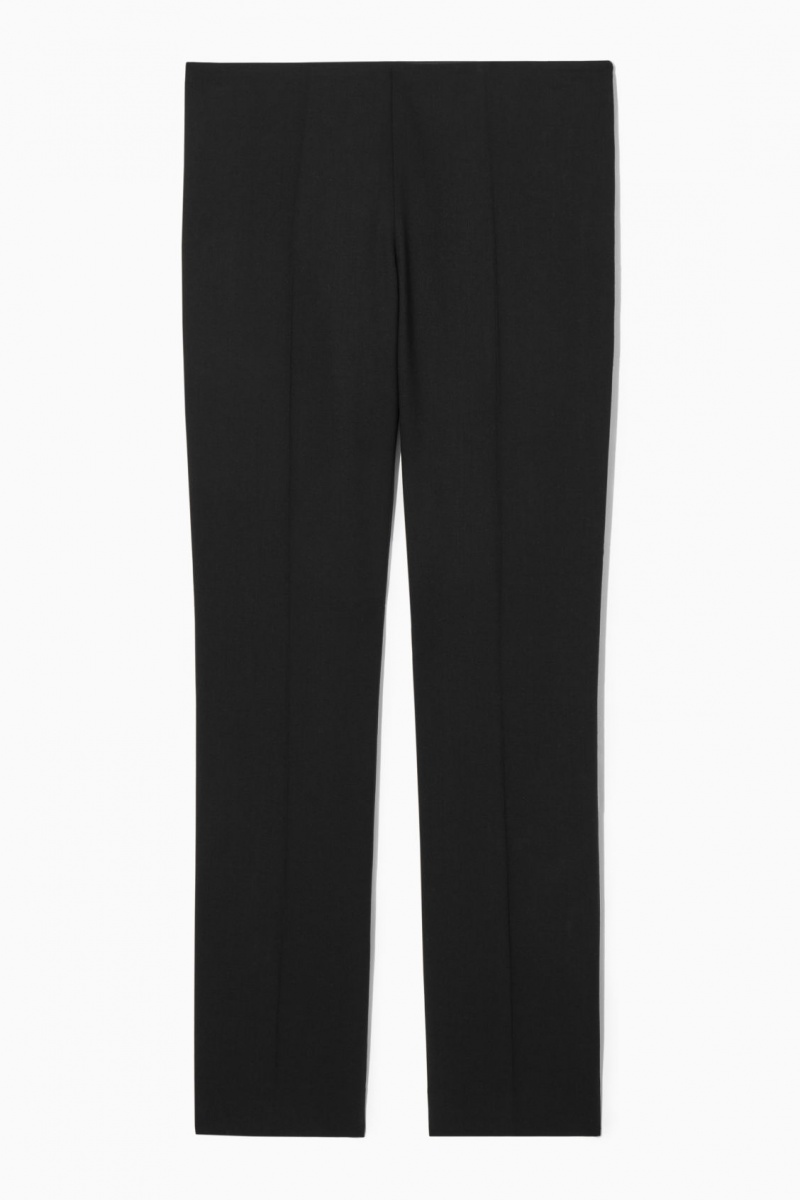 Dámské Kalhoty COS Low-Rise Bootcut Vlna-Crepe Černé | HNKB-28950