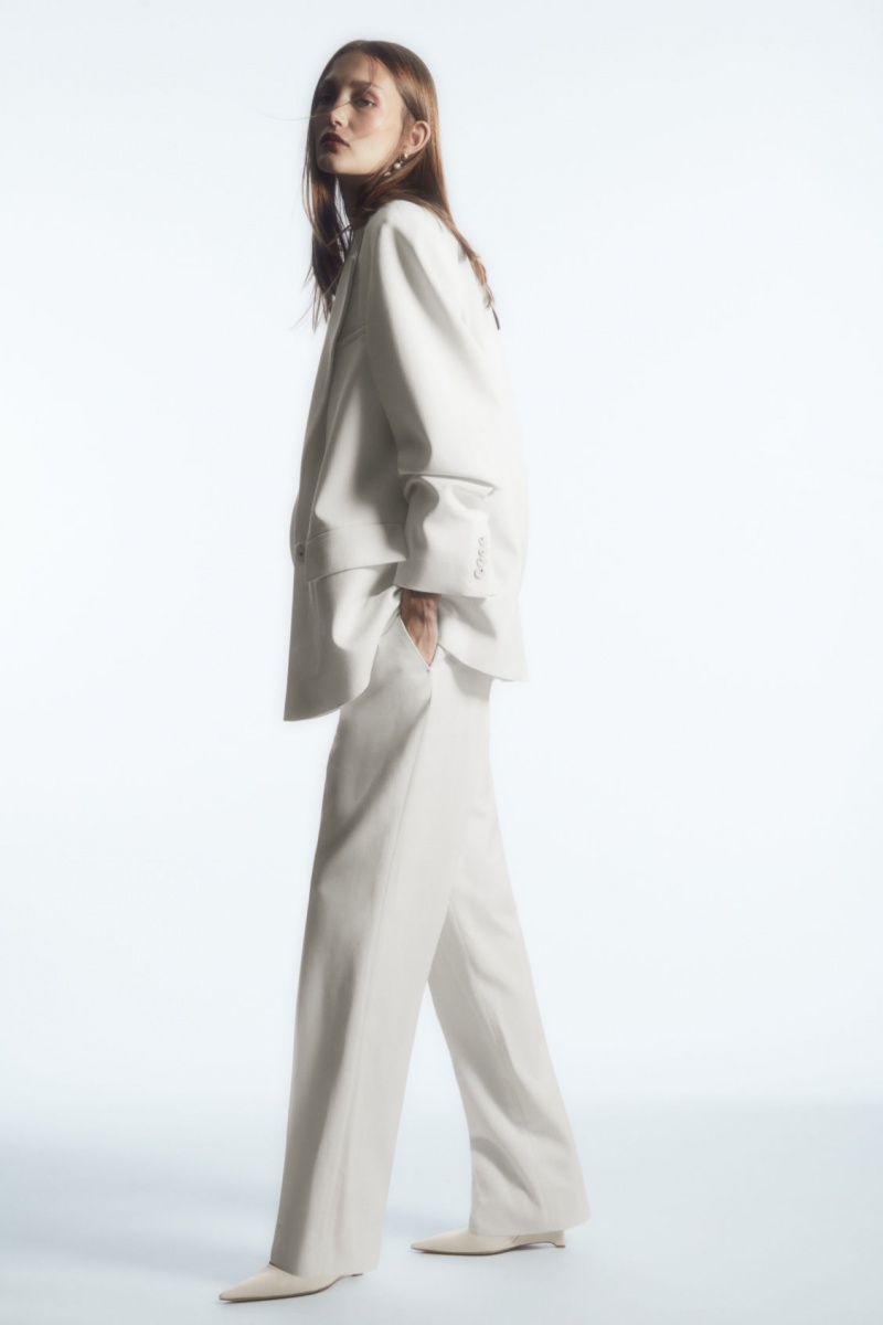 Dámské Kalhoty COS Low-Rise Rovný-Leg Crepe Bílé | PJOF-08342