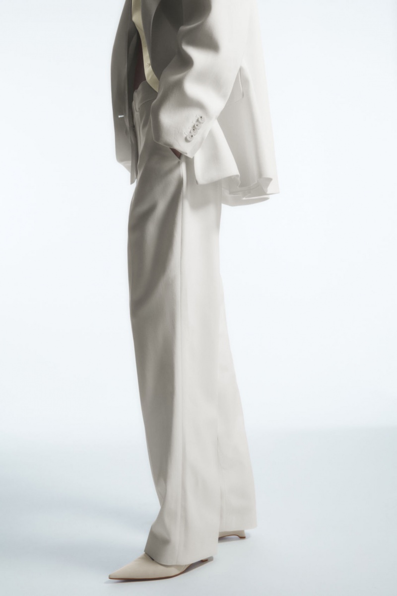 Dámské Kalhoty COS Low-Rise Rovný-Leg Crepe Bílé | PJOF-08342