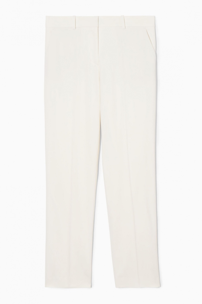 Dámské Kalhoty COS Low-Rise Rovný-Leg Crepe Bílé | PJOF-08342