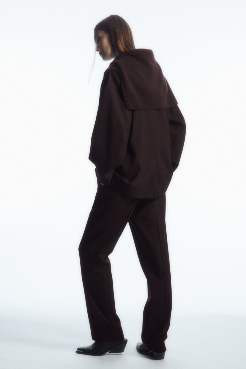 Dámské Kalhoty COS Low-Rise Tailored Vlna Tmavě Hnědé | JXTM-76253