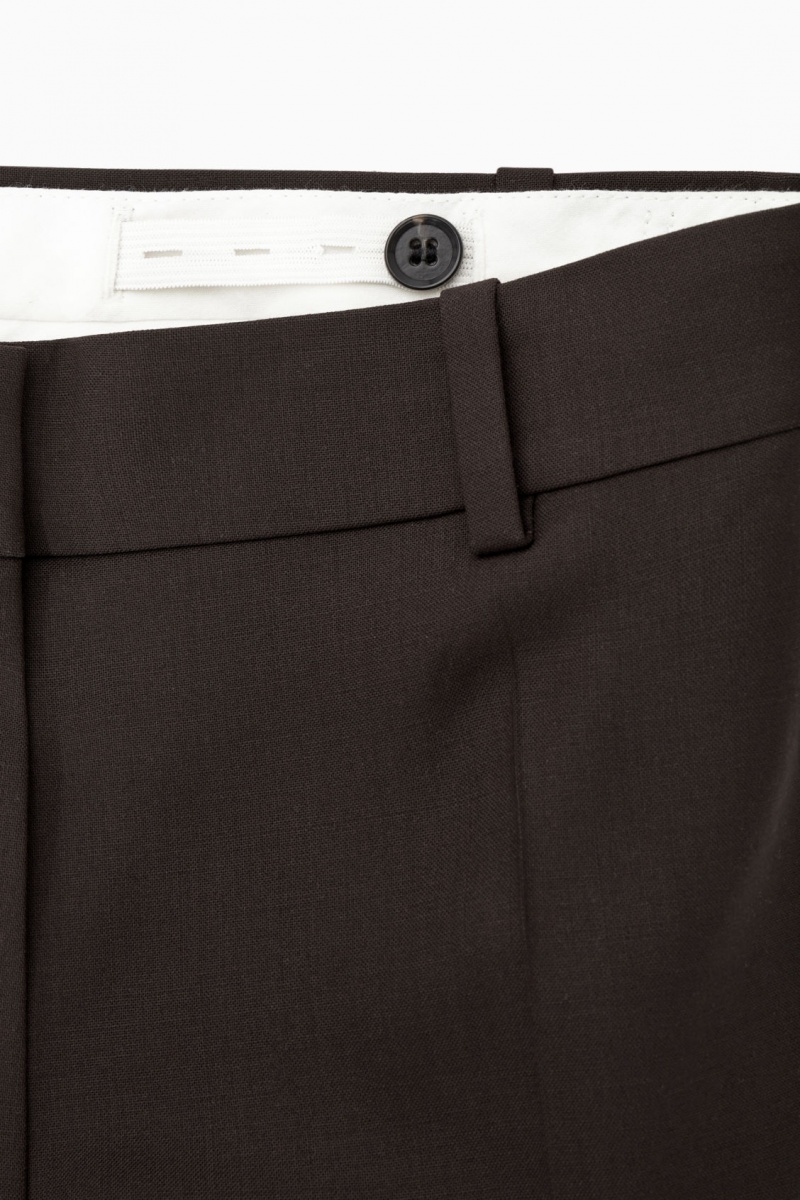 Dámské Kalhoty COS Low-Rise Tailored Vlna Tmavě Hnědé | JXTM-76253
