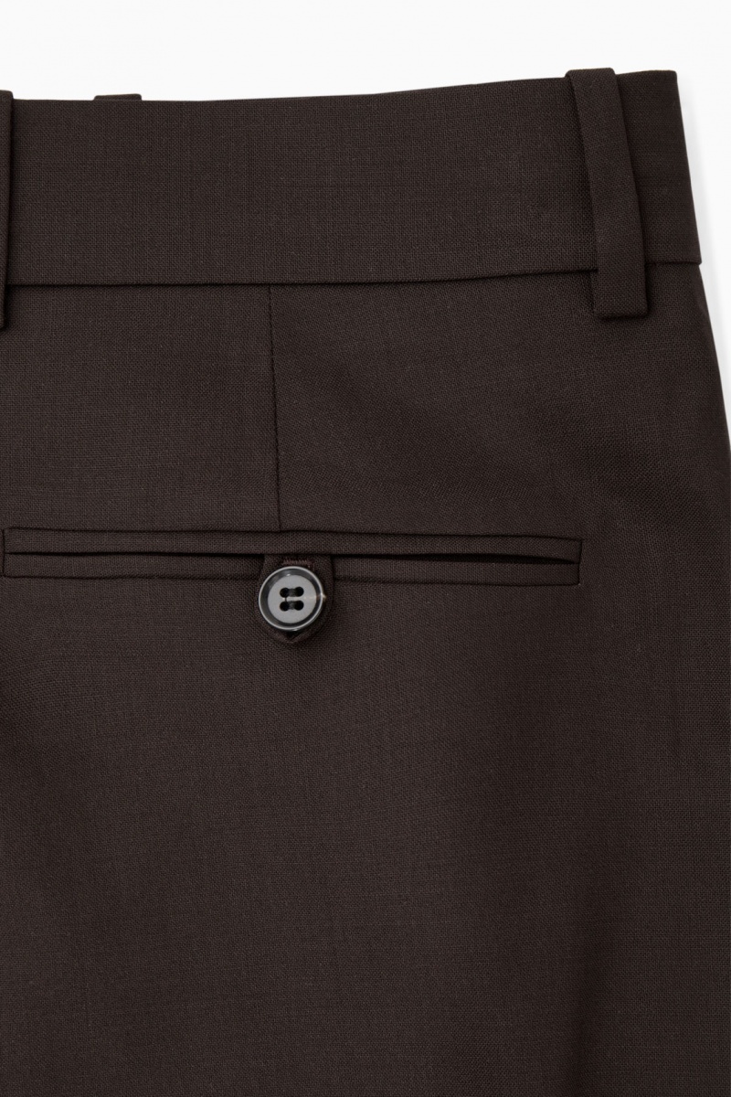 Dámské Kalhoty COS Low-Rise Tailored Vlna Tmavě Hnědé | JXTM-76253