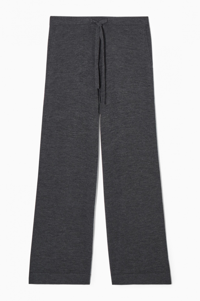 Dámské Kalhoty COS Merino Vlna Drawstring Tmavě Šedé | LMTF-02489