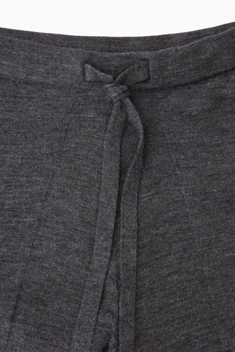 Dámské Kalhoty COS Merino Vlna Drawstring Tmavě Šedé | LMTF-02489