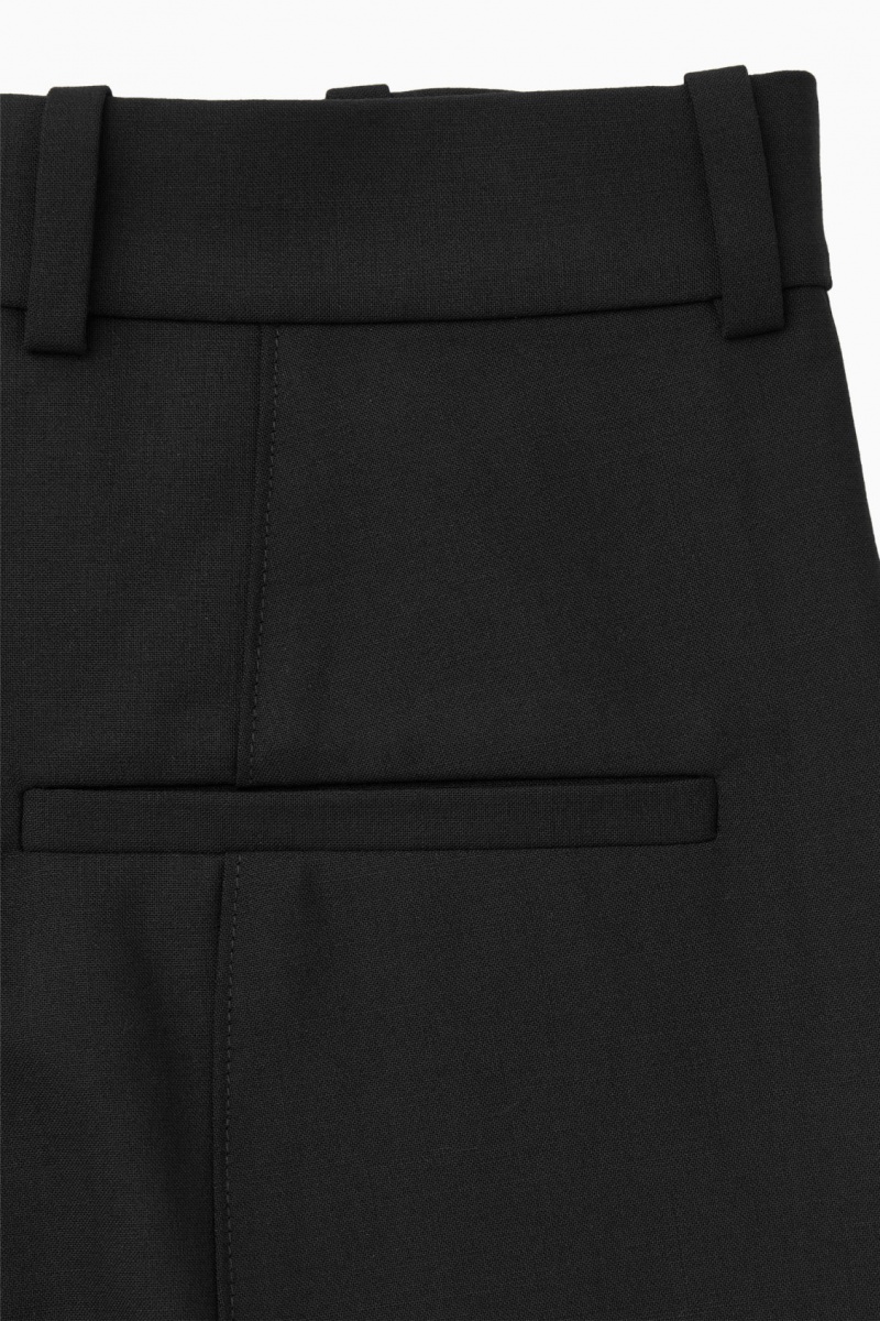 Dámské Kalhoty COS Pintucked Slim-Leg Vlna Černé | VUCF-63027