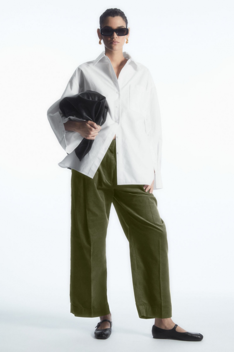 Dámské Kalhoty COS Plisovaný Barrel-Leg Corduroy Tmavě Hnědožlutý | IONQ-97018
