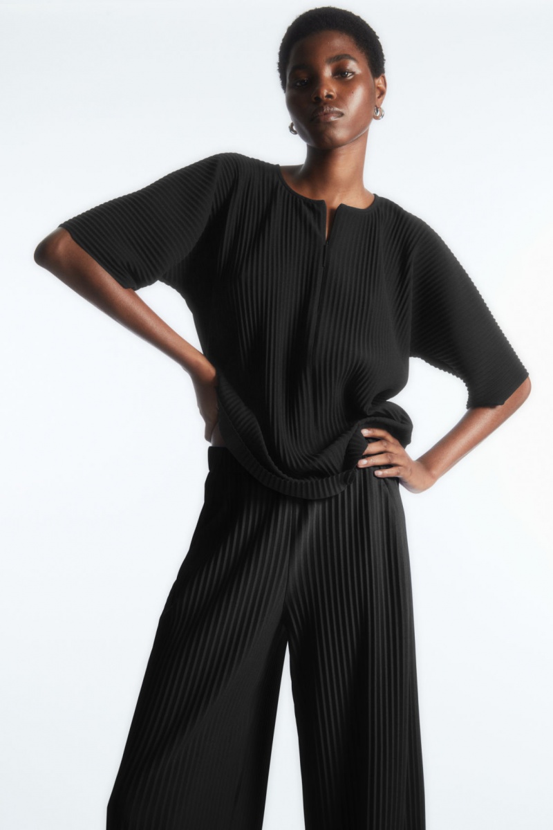 Dámské Kalhoty COS Plisovaný Elasticated Černé | SOML-40736
