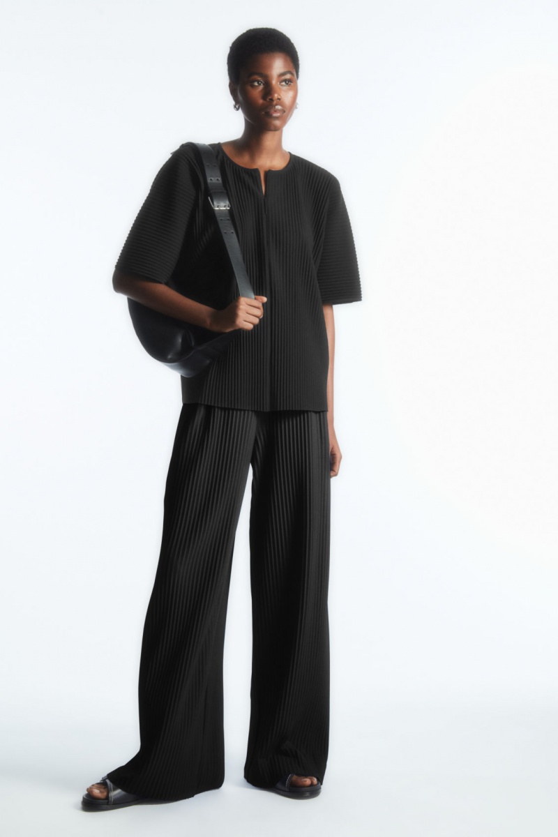 Dámské Kalhoty COS Plisovaný Elasticated Černé | SOML-40736
