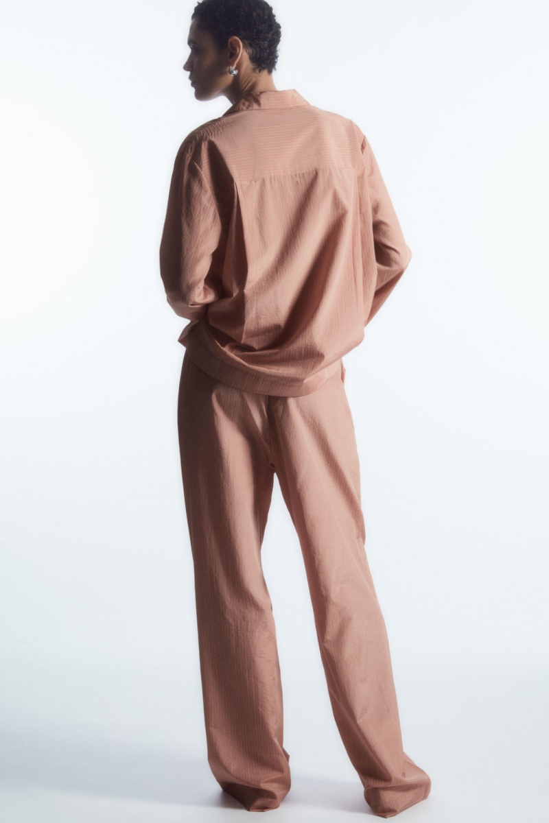 Dámské Kalhoty COS Pruhovaný Silk-Blend Pajama Růžové | IKRU-41629