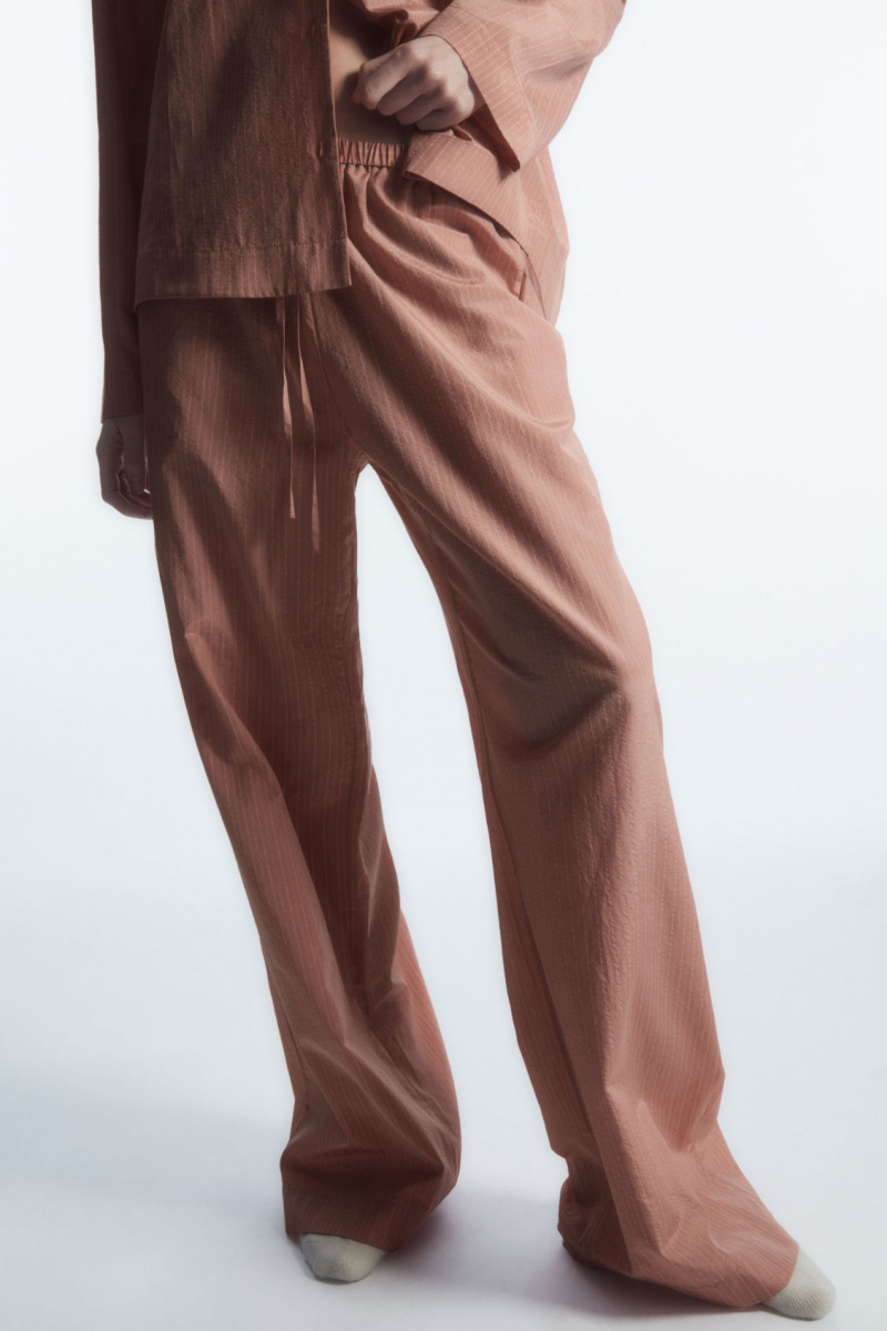 Dámské Kalhoty COS Pruhovaný Silk-Blend Pajama Růžové | IKRU-41629