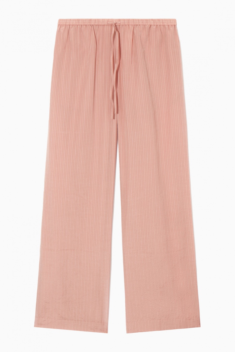 Dámské Kalhoty COS Pruhovaný Silk-Blend Pajama Růžové | IKRU-41629