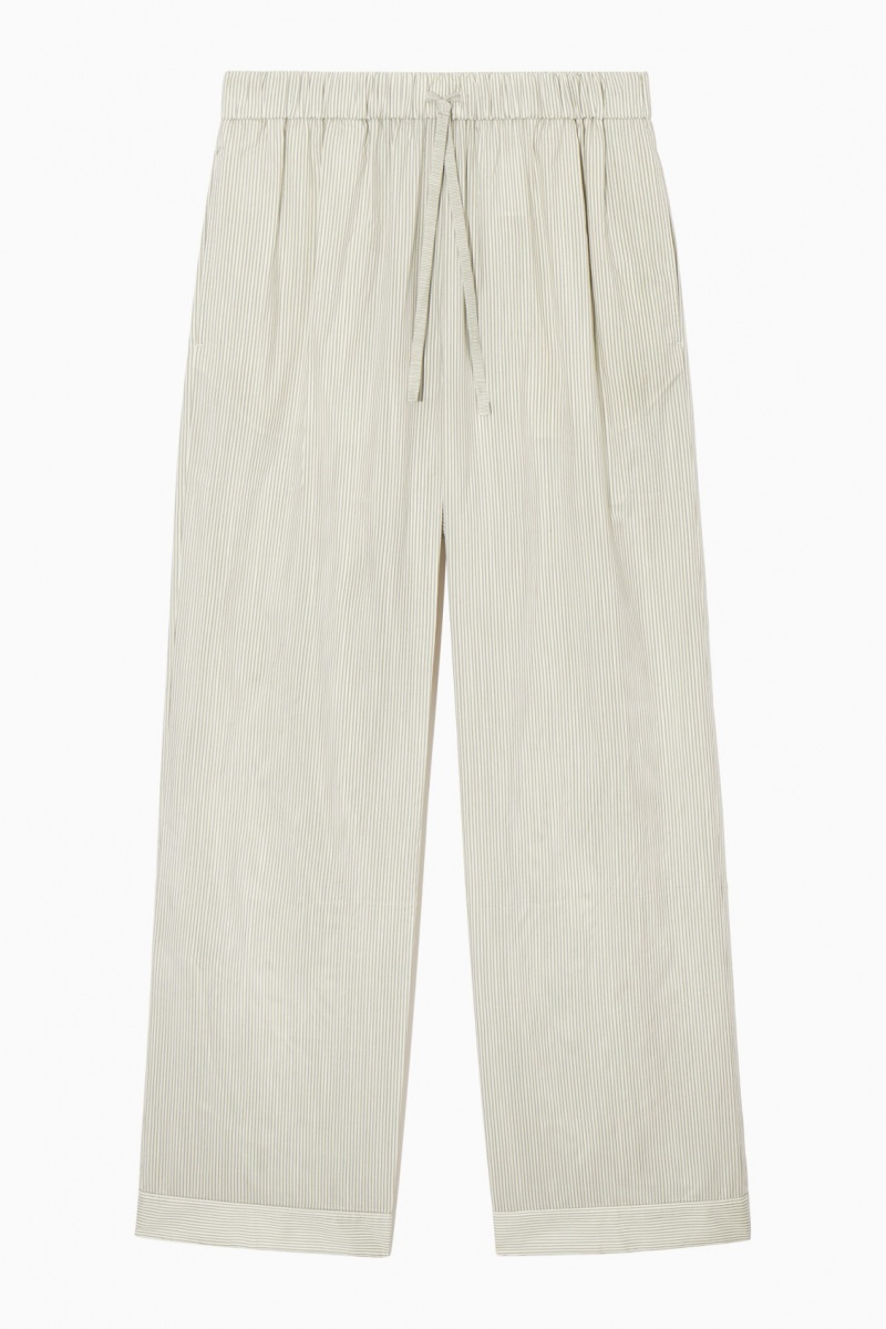 Dámské Kalhoty COS Pruhovaný Silk Pajama Béžový Šedé | WOTR-63879