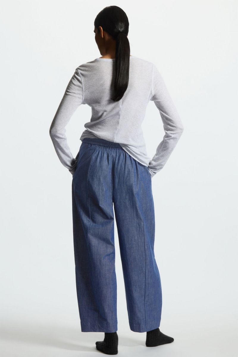 Dámské Kalhoty COS Relaxed-Fit Elasticated Platene Světle Blankyt | QYAZ-71549