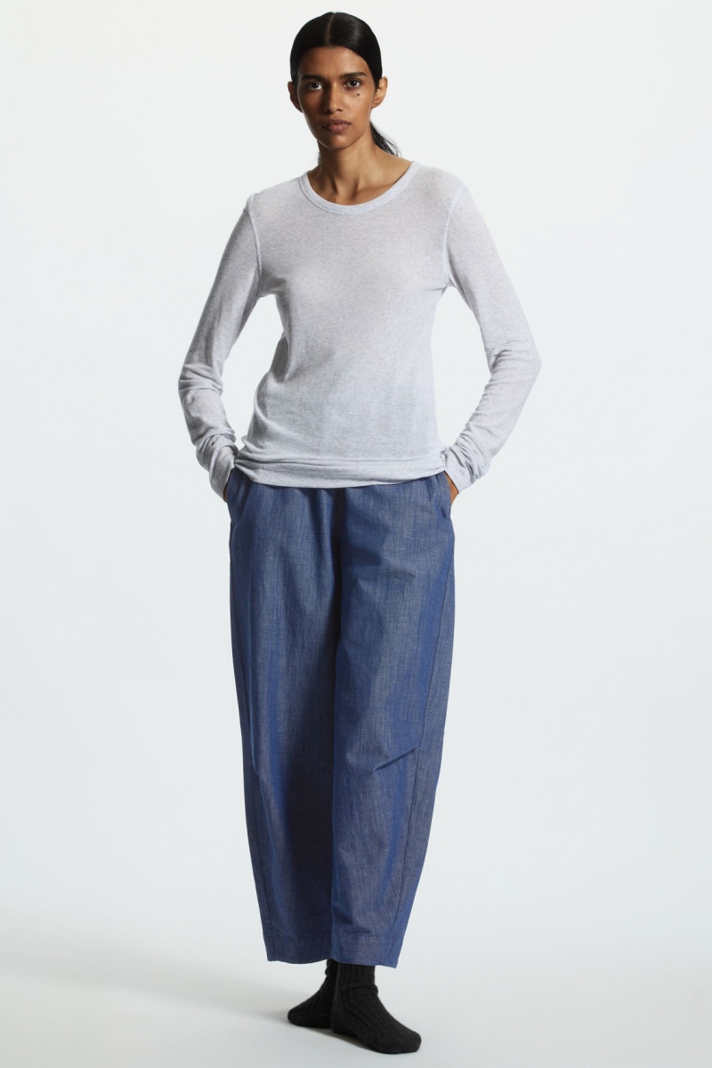 Dámské Kalhoty COS Relaxed-Fit Elasticated Platene Světle Blankyt | QYAZ-71549