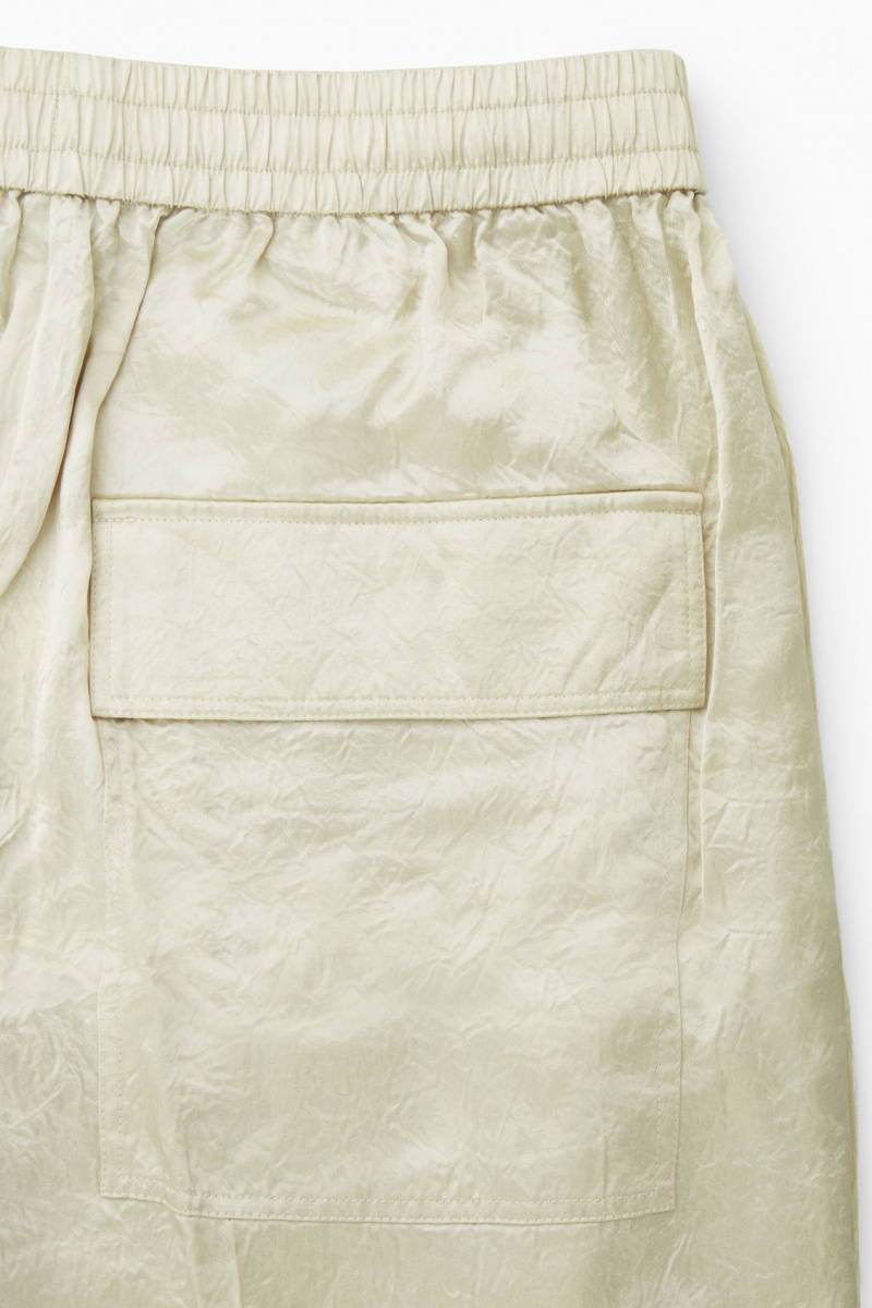 Dámské Kalhoty COS Rovný-Leg Crinkled-Satin Krém | HQSC-06598