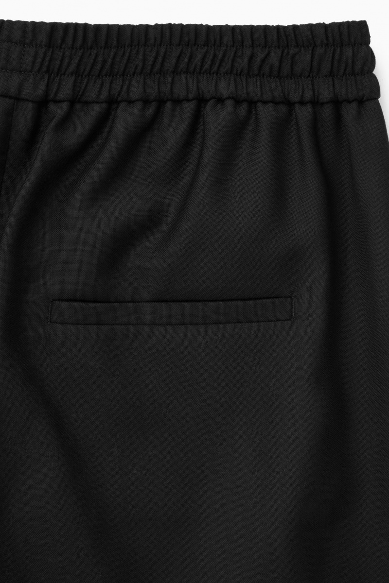 Dámské Kalhoty COS Rovný-Leg Elasticated Vlna Černé | PGCT-58439