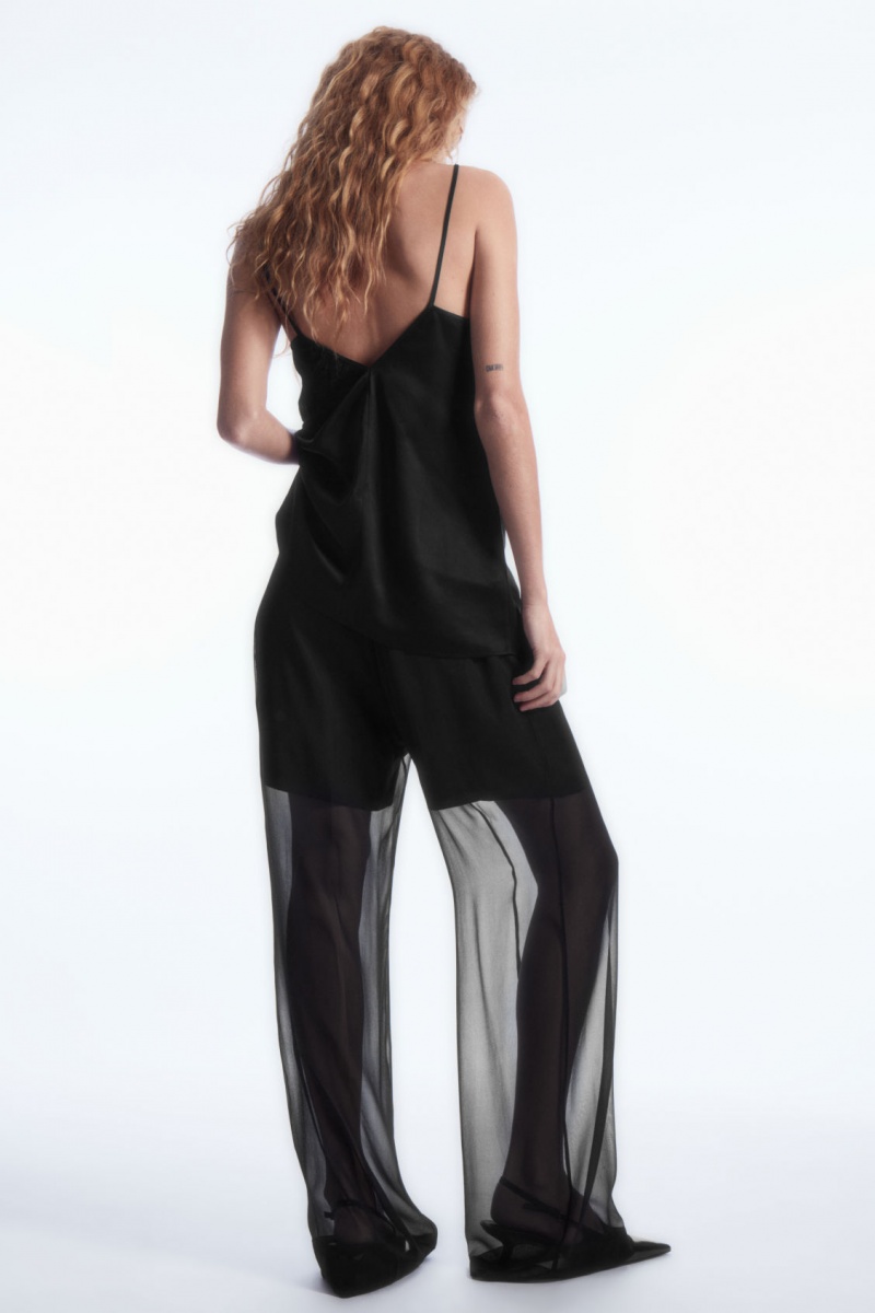 Dámské Kalhoty COS Sheer Silk Černé | AHGY-32895