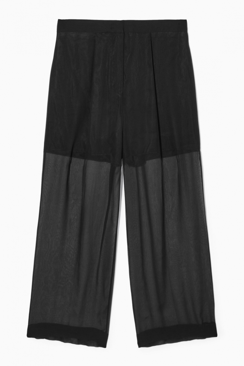 Dámské Kalhoty COS Sheer Silk Černé | AHGY-32895