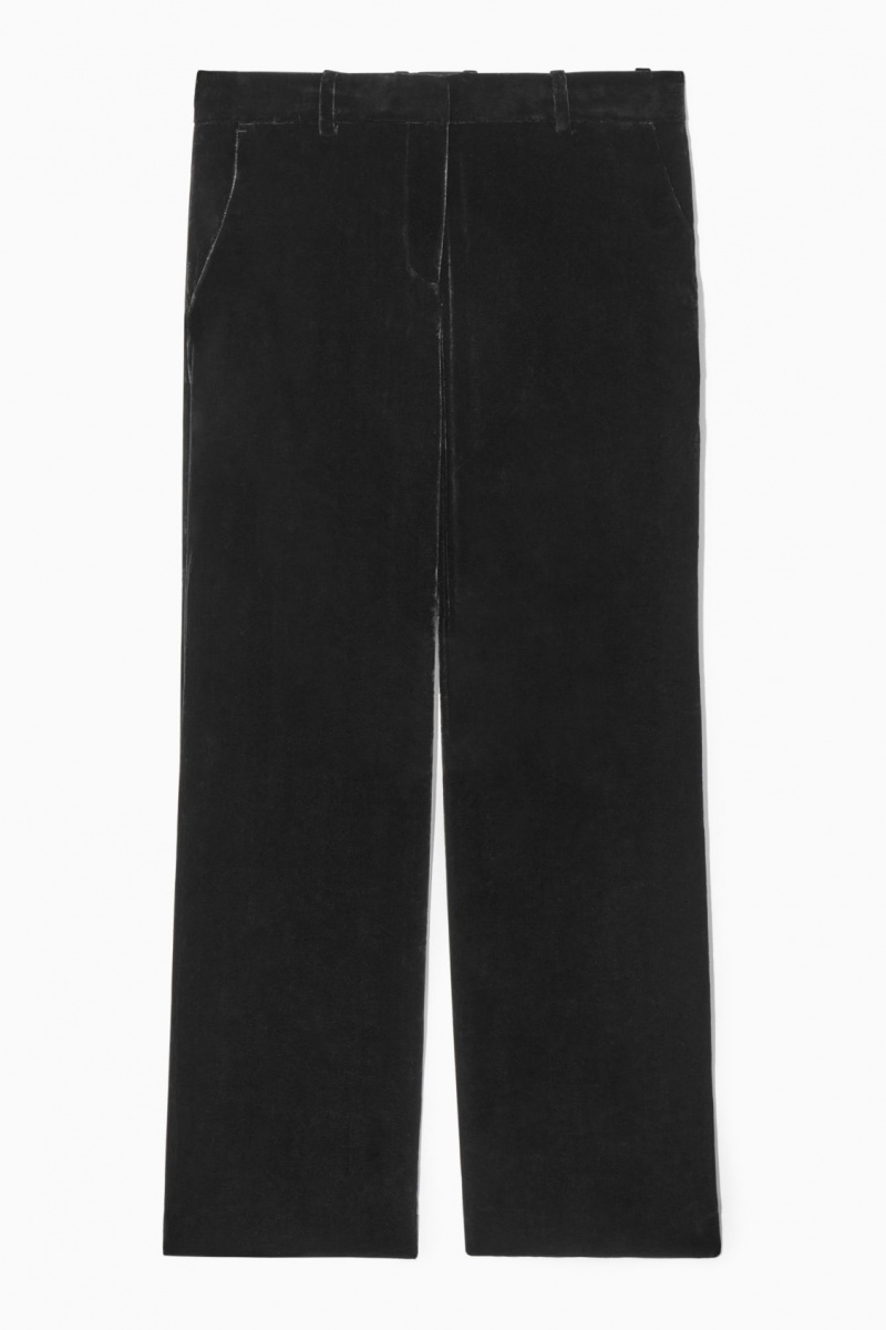 Dámské Kalhoty COS Silk-Blend Velvet Rovný-Leg Černé | BDXA-24305