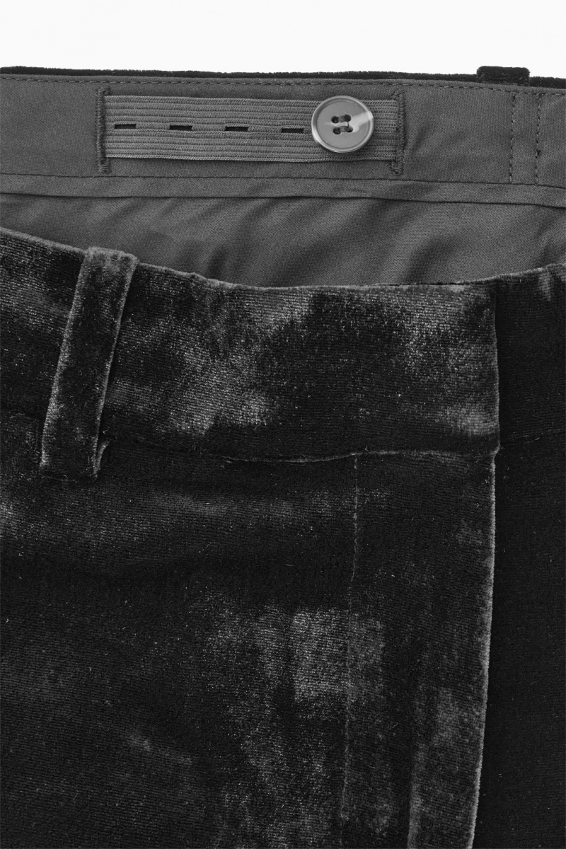 Dámské Kalhoty COS Silk-Blend Velvet Rovný-Leg Černé | BDXA-24305