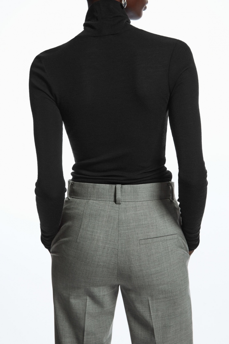 Dámské Kalhoty COS Tailored Rovný-Leg Vlna Tmavě Šedé | UXBT-90721