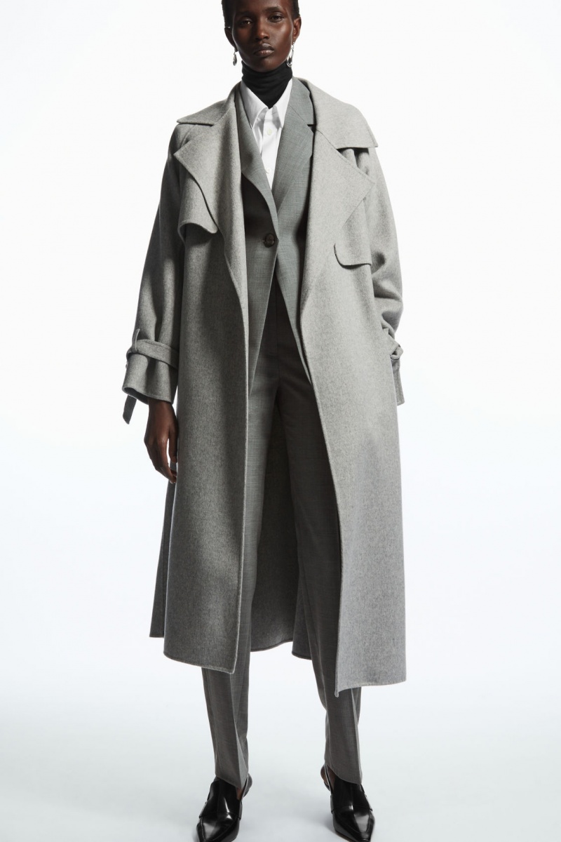 Dámské Kalhoty COS Tailored Rovný-Leg Vlna Tmavě Šedé | UXBT-90721