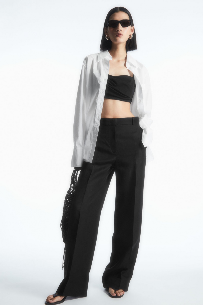 Dámské Kalhoty COS Tailored Rovný-Leg Černé | FHXM-37624