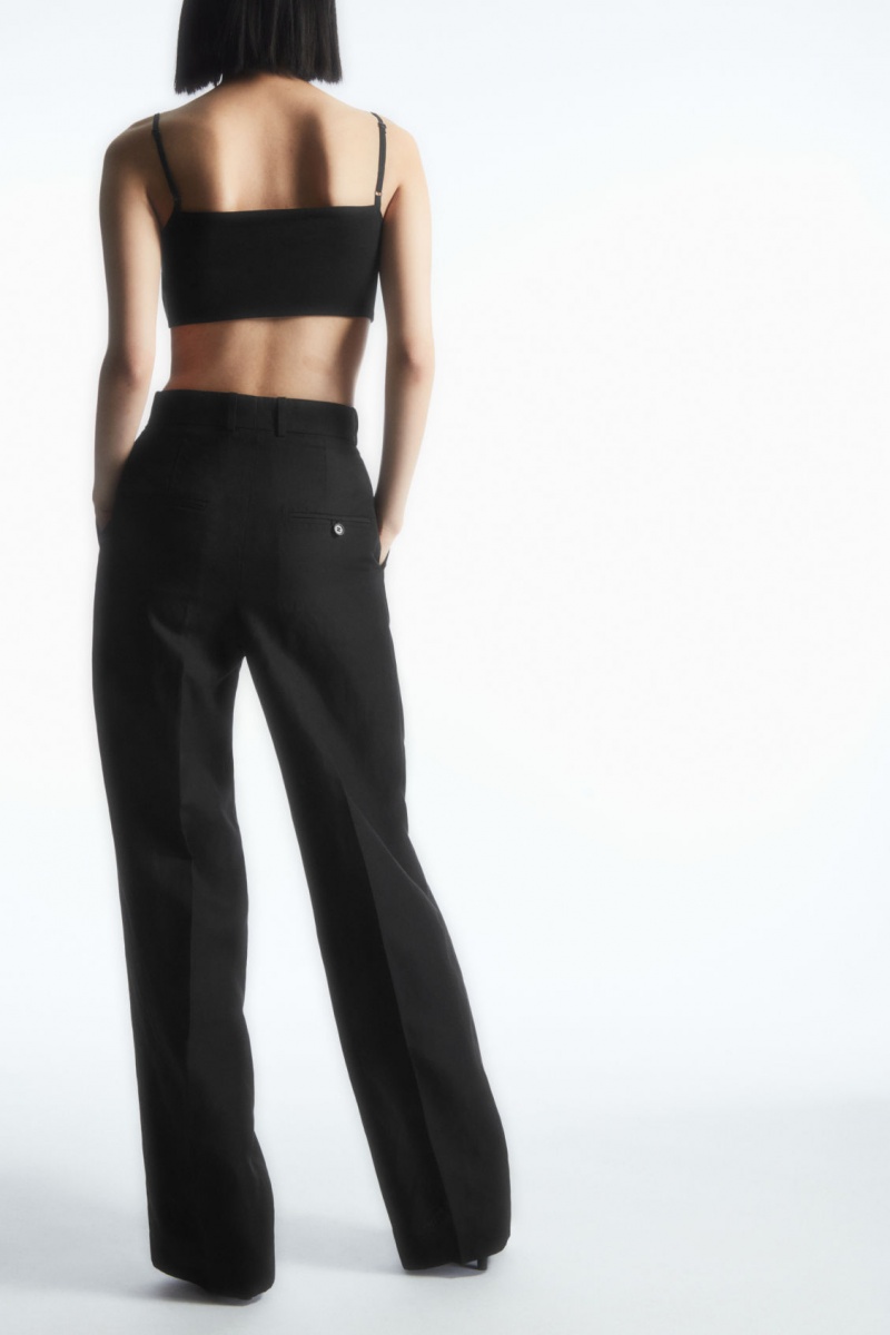 Dámské Kalhoty COS Tailored Rovný-Leg Černé | FHXM-37624