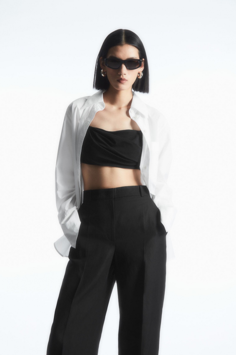 Dámské Kalhoty COS Tailored Rovný-Leg Černé | FHXM-37624