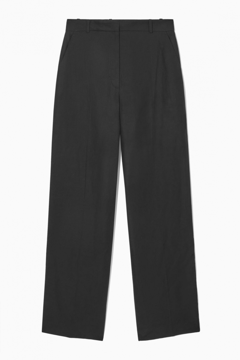 Dámské Kalhoty COS Tailored Rovný-Leg Černé | FHXM-37624