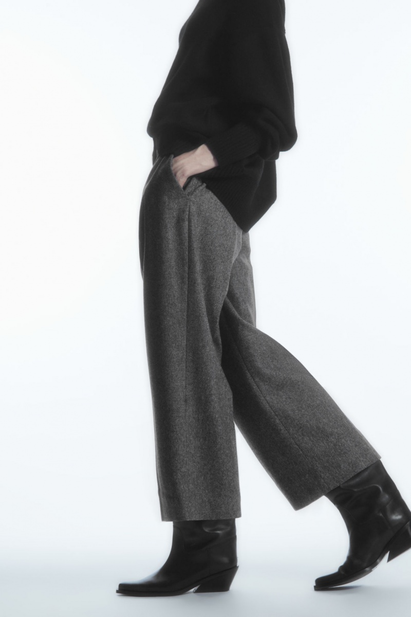 Dámské Kalhoty COS Tailored Vlna-Flannel Culottes Bílé Černé | ILCB-47931