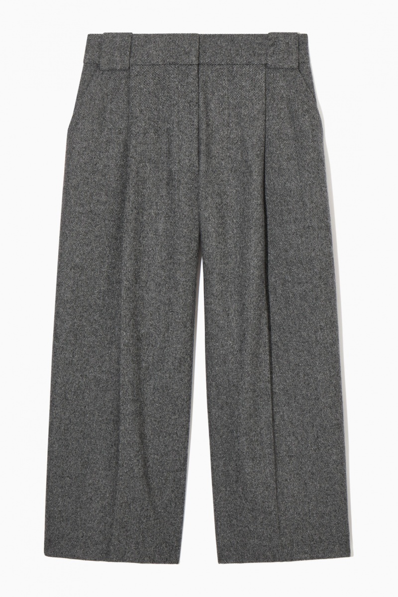 Dámské Kalhoty COS Tailored Vlna-Flannel Culottes Bílé Černé | ILCB-47931