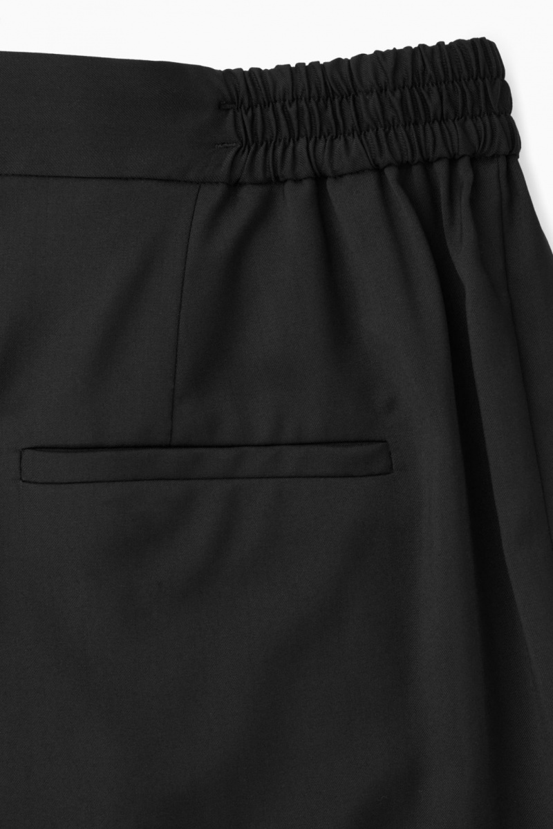 Dámské Kalhoty COS Tapered Elasticated Vlna Černé | WNZA-50279