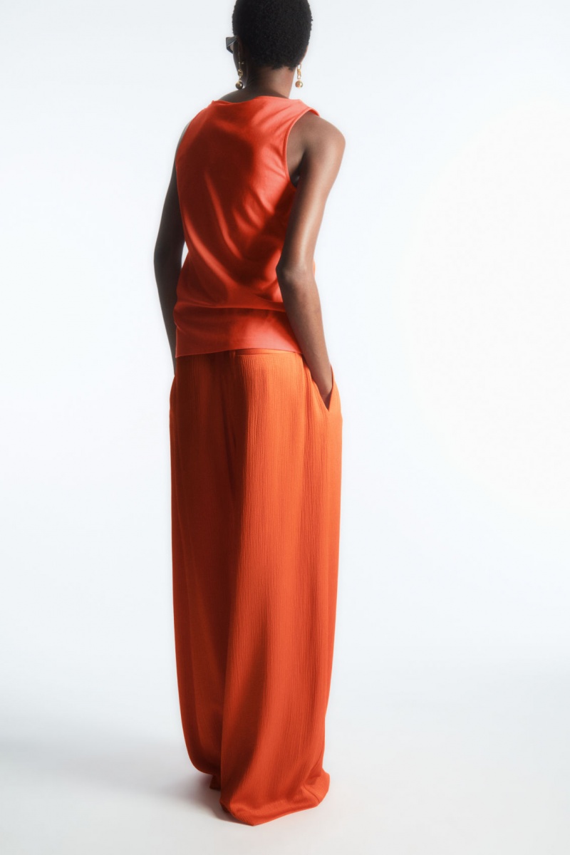 Dámské Kalhoty COS Textured Široké-Leg Drawstring Světle Oranžové | AUWE-36048