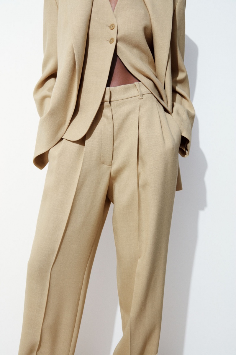 Dámské Kalhoty COS The Plisovaný Tailored Béžový | ATRQ-16085