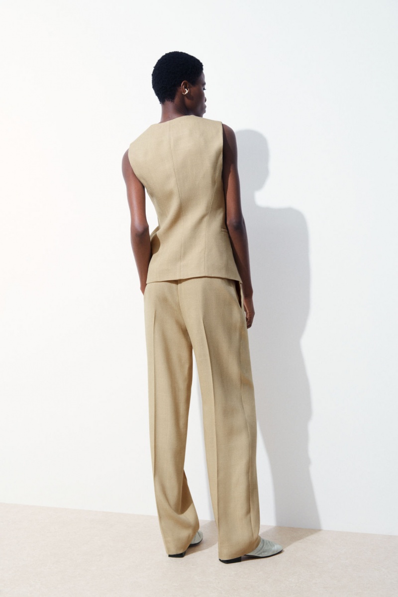 Dámské Kalhoty COS The Plisovaný Tailored Béžový | ATRQ-16085