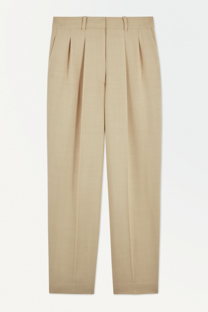 Dámské Kalhoty COS The Plisovaný Tailored Béžový | ATRQ-16085