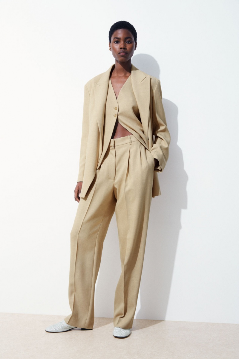 Dámské Kalhoty COS The Plisovaný Tailored Béžový | ATRQ-16085